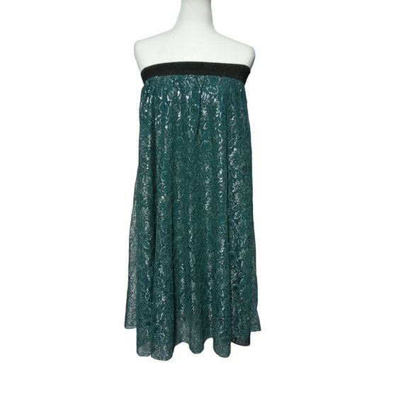LuLaRoe Lucy Maxi Skirt Womens Size S Small Green Silver Tinsel Floral Lace NWT - Picture 2 of 9